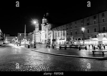 Night view, Piazza Navona, Rome. Italy Stock Photo