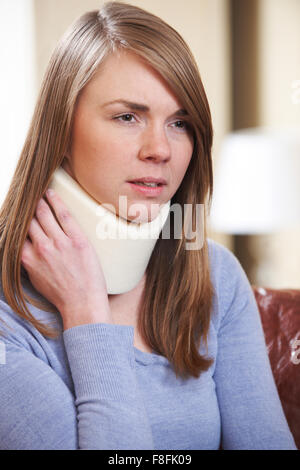 Woman Wearing Neck Brace Stock Photo