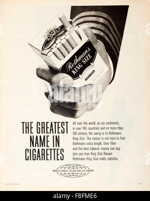1960s magazine advertisement advertising Rothmans King Size cigarettes. Stock Photo