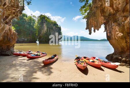 Thailand - Krabi province, tropical Phang Nga Bay, canoe trip Stock Photo