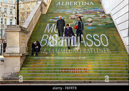 The 'painted' stairs of Albertina museum, in the inner city (Innere Stadt), the historic center  Vienna, Austria.