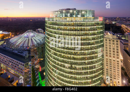 Panoramic View from Kollhoff Tower, Sony Center ,  DB tower, Berlin, Germany, Stock Photo