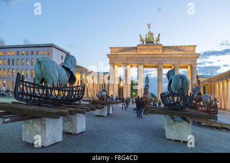 Lapidarium , Open Air Exebition by Gustavo Aceves at Paris Sqaure, Brandenburg Gate, Berlin Stock Photo