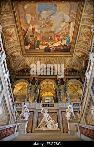 The main staircase in the Art History museum ('Kunsthistorisches Museum'), Vienna, Austria. Stock Photo