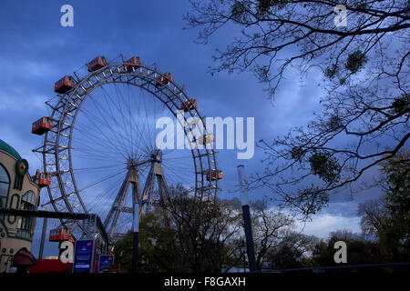 The famous "Riesenrad" (remember "The Third Man"?), the giant Ferris wheel at Prater park, Vienna, Austria. Stock Photo