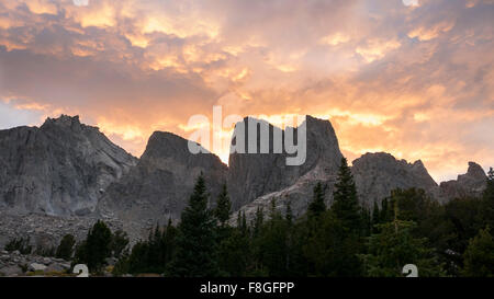 Wind River Mountains at sunset, Pinedale, Wyoming, United States Stock Photo