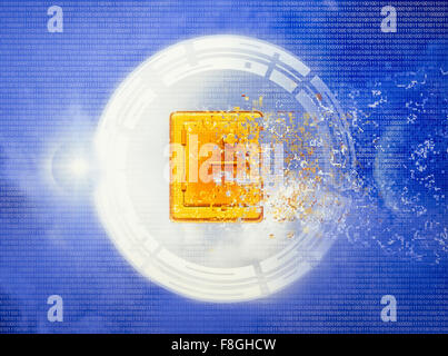Pixelated safe in sky Stock Photo