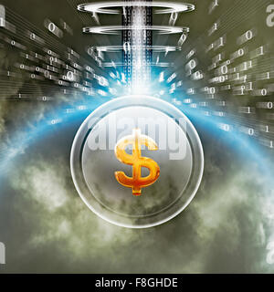 Protected dollar sign and binary code Stock Photo