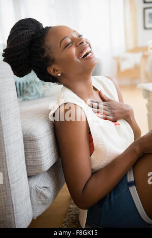 Black woman laughing Stock Photo