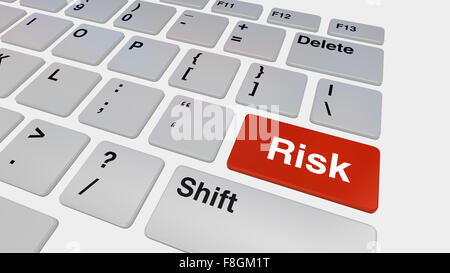 Keyboard with red risk button illustration Stock Photo