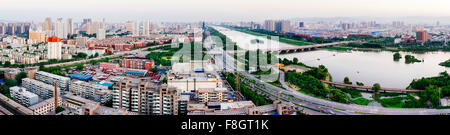 Taiyuan, Shanxi province, China - Panorama view of Taiyuan city in the daytime. Stock Photo