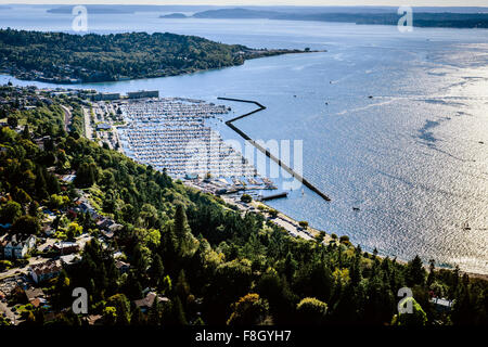 Aerial view of Seattle marina, Washington, United States Stock Photo