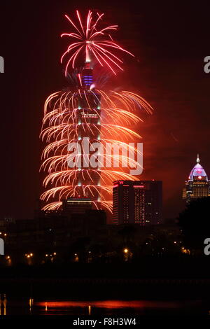 Taipei 101 firework show is ferformed on the new year eve. Stock Photo