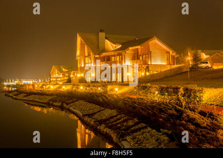 Nice modern house near lake Stock Photo