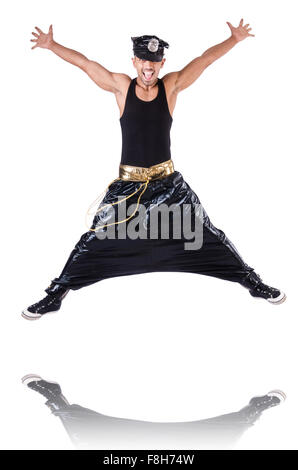 Rap dancer in wide pants on white Stock Photo - Alamy