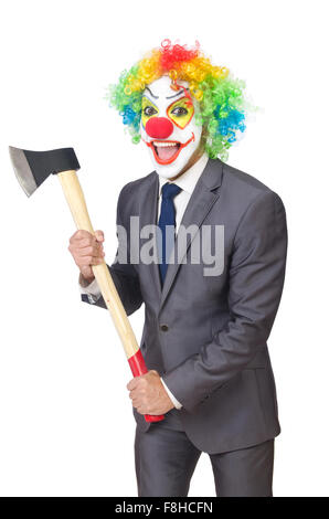 Businessman clown isolated on white Stock Photo