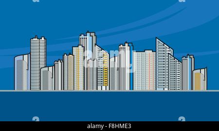 vector image of abstract city skyline Stock Vector