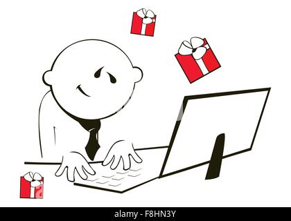 man thinking about presents, isolated on white Stock Vector