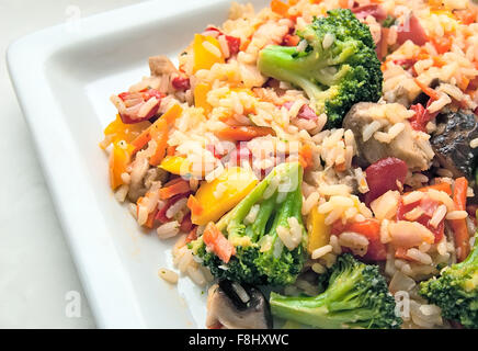 Vegetable mix with broccoli, shiitake and rice Stock Photo