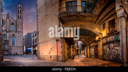 Basilica of Santa Maria del Mar in El Born, Barcelona, Spain Stock Photo