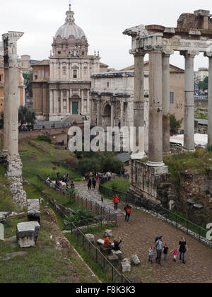 Tourists on the Forum Romanum in Rome, Italy Stock Photo