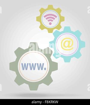 internet gear mechanism concept vector illustration isolated on gray background Stock Vector