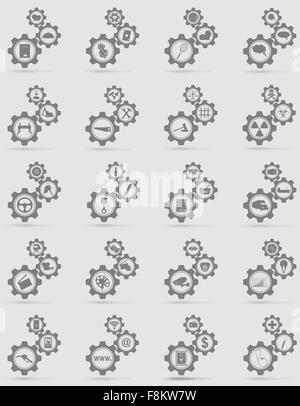 set icons information gear mechanism concept vector illustration isolated on gray background Stock Vector