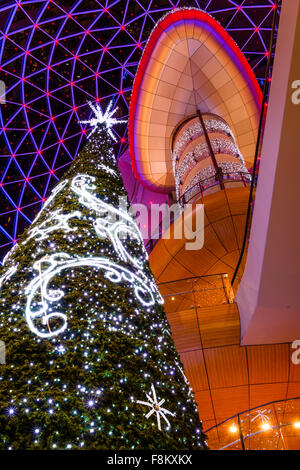 Christmas tree and decorations in Belfast's Victoria Square Stock Photo