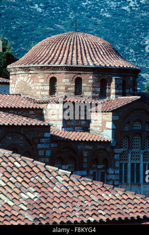 Dome of the Byzantine Church (1011) and Monastery of Hosios Loukas or Hossios Loukas near Distomo Boeotia Greece Stock Photo