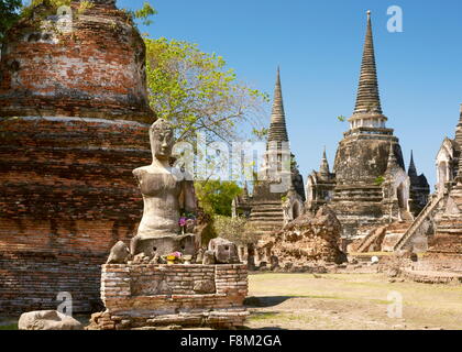 Thailand - Ayutthaya, old Chedi at the ruins Wat Phra Si Sanphet Temple, World Heritage Site Stock Photo