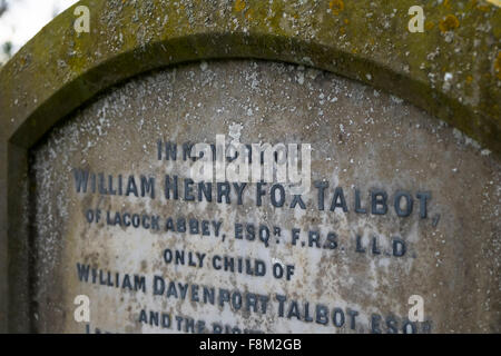 The Grave of photographic pioneer Fox Talbot in Lacock a pretty village in Wiltshire England UK
