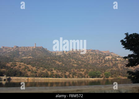 JAIPUR, INDIA - NOV 30: View from the distance of Amber Fort, the main touristic attraction in Jaipur, on November 30 2012. Stock Photo