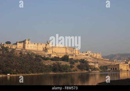 JAIPUR, INDIA - NOV 30: View from the distance of Amber Fort, the main touristic attraction in Jaipur, on November 30 2012. Stock Photo