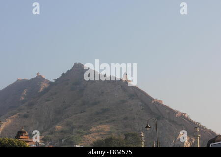 JAIPUR, INDIA - NOV 30: View from the distance of Amber Fort, the main touristic attraction in Jaipur, on November 30 2012. Stock Photo