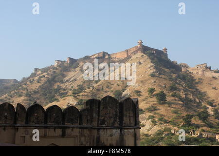 JAIPUR, INDIA - NOV 30: View from the distance of Amber Fort, the main touristic attraction in Jaipur, on November 30 2012. Stock Photo