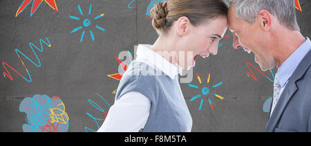 Composite image of business people yelling at each other over white background Stock Photo