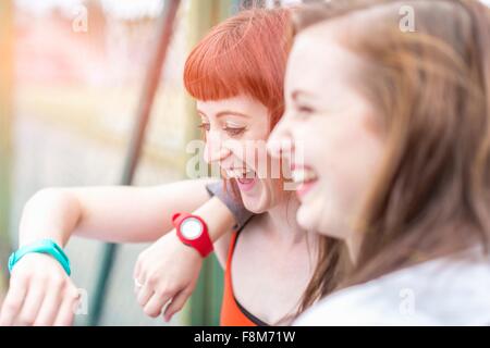 Young women laughing Stock Photo