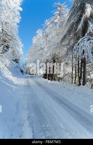 Snow covered rural road, Monte Rosa, Piedmont, Italy Stock Photo - Alamy