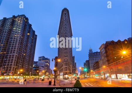 Flat Iron building at dawn, New York, USA Stock Photo