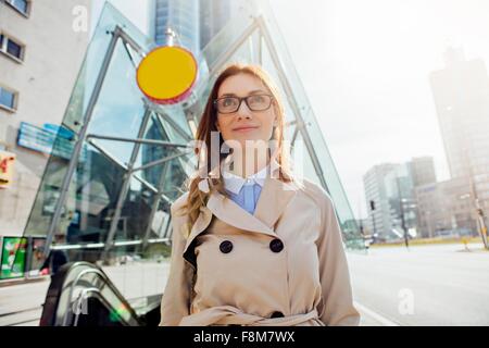 Businesswoman wearing glasses, smiling Stock Photo