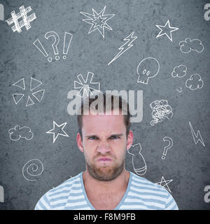 Composite image of angry man over white background Stock Photo