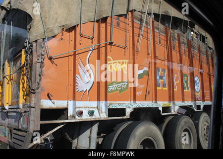 JAIPUR, INDIA - DIC 1: Traditionally decorated indian trucks on the