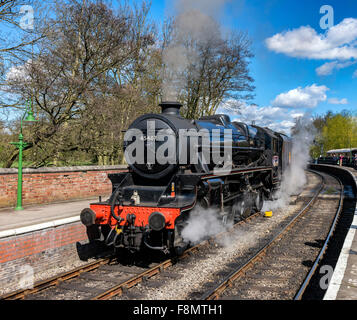 The steam locomotive The Lancashire Fusilier at Pickering station during a steam gala Stock Photo