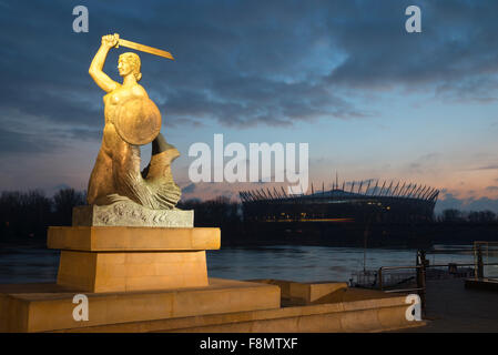 Mermaid's monument, Warsaw, Poland Stock Photo