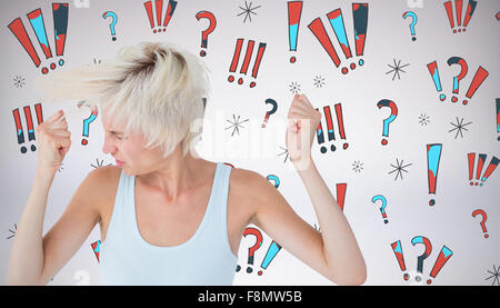 Composite image of angry woman shaking her head Stock Photo