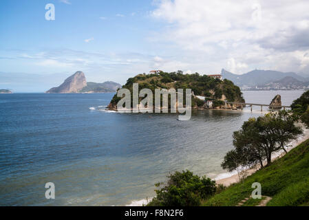 Small island near Contemporary Art Museum, MAC, Niteroi, Rio de Janeiro ...