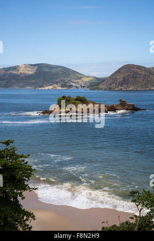 Small island near Contemporary Art Museum, MAC, Niteroi, Rio de Janeiro ...