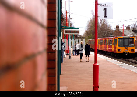 Newcastle Metro train at West Jesmond station Stock Photo