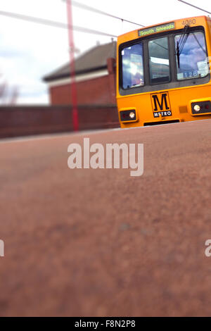 Newcastle Metro train at West Jesmond station Stock Photo