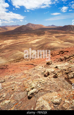Canary Islands, Fuerteventura Island, view from extinct volcano Roja near Corralejo, Spain Stock Photo